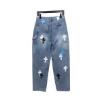 EM Sneakers Chrome Hearts Multicolor Laser Cross Leather Jeans Blue