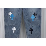 EM Sneakers Chrome Hearts Multicolor Laser Cross Leather Jeans Blue