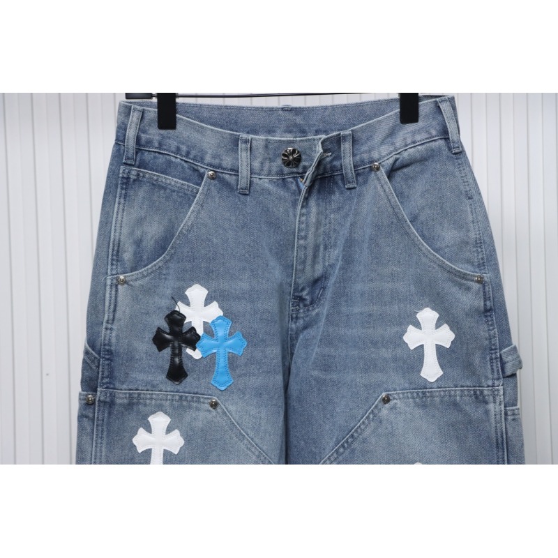 EM Sneakers Chrome Hearts Multicolor Laser Cross Leather Jeans Blue