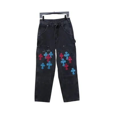 EM Sneakers Chrome Hearts Multicolor Laser Cross Leather Jeans Dark Black 01