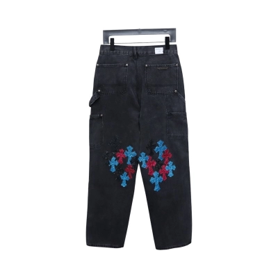 EM Sneakers Chrome Hearts Multicolor Laser Cross Leather Jeans Dark Black 02