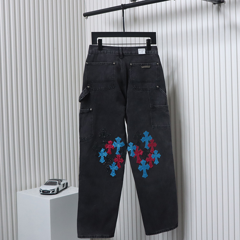 EM Sneakers Chrome Hearts Multicolor Laser Cross Leather Jeans Dark Black