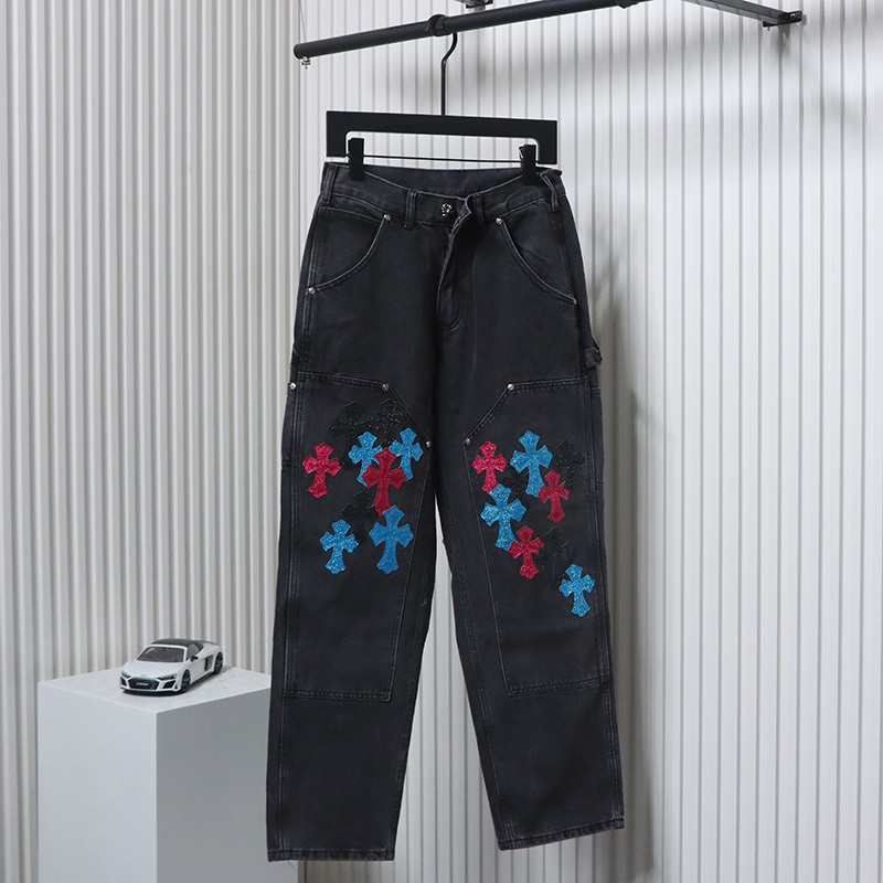 EM Sneakers Chrome Hearts Multicolor Laser Cross Leather Jeans Dark Black