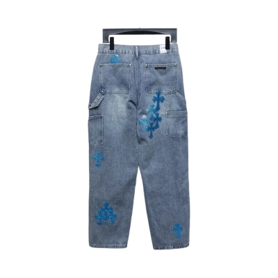 EM Sneakers Chrome Hearts Multicolor Laser Cross Leather Jeans Dark Blue 02