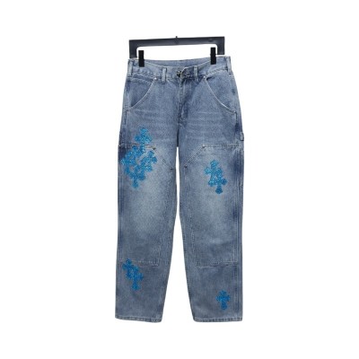 EM Sneakers Chrome Hearts Multicolor Laser Cross Leather Jeans Dark Blue 01