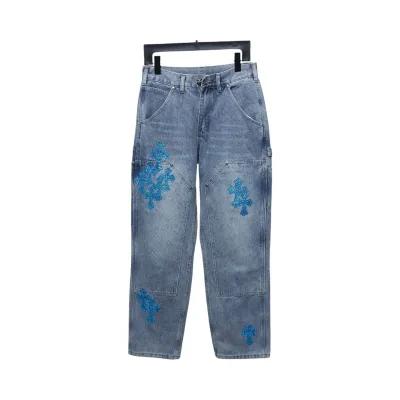 EM Sneakers Chrome Hearts Multicolor Laser Cross Leather Jeans Dark Blue 01