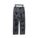 EM Sneakers Chrome Hearts Ox King City Limited Edition Cross Metallic Leather Jeans Dark Gray