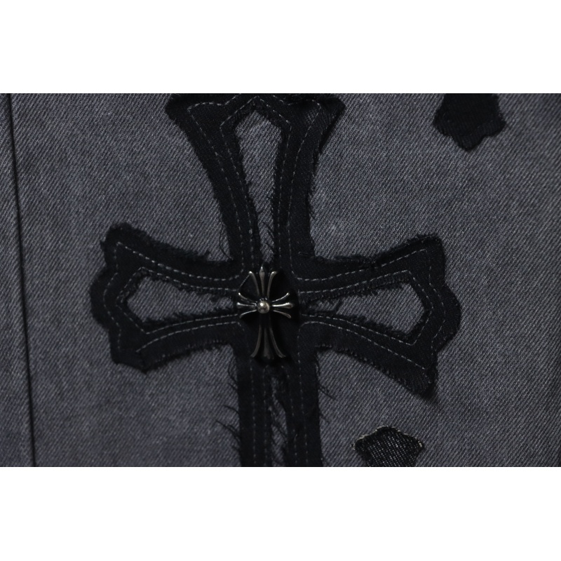 EM Sneakers Chrome Hearts Ox King City Limited Edition Cross Metallic Leather Jeans Dark Gray