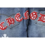 EM Sneakers Chrome Hearts Red and White Cross-patterned Jeans with Sanskrit on the Back
