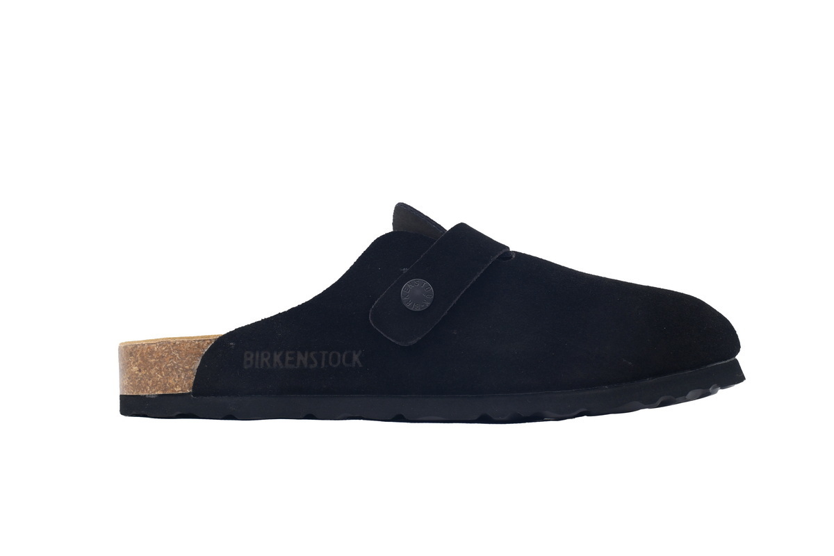 EM Sneakers Birkenstock Boston Soft Footbed Slipper Black Velvet and Black Buckle