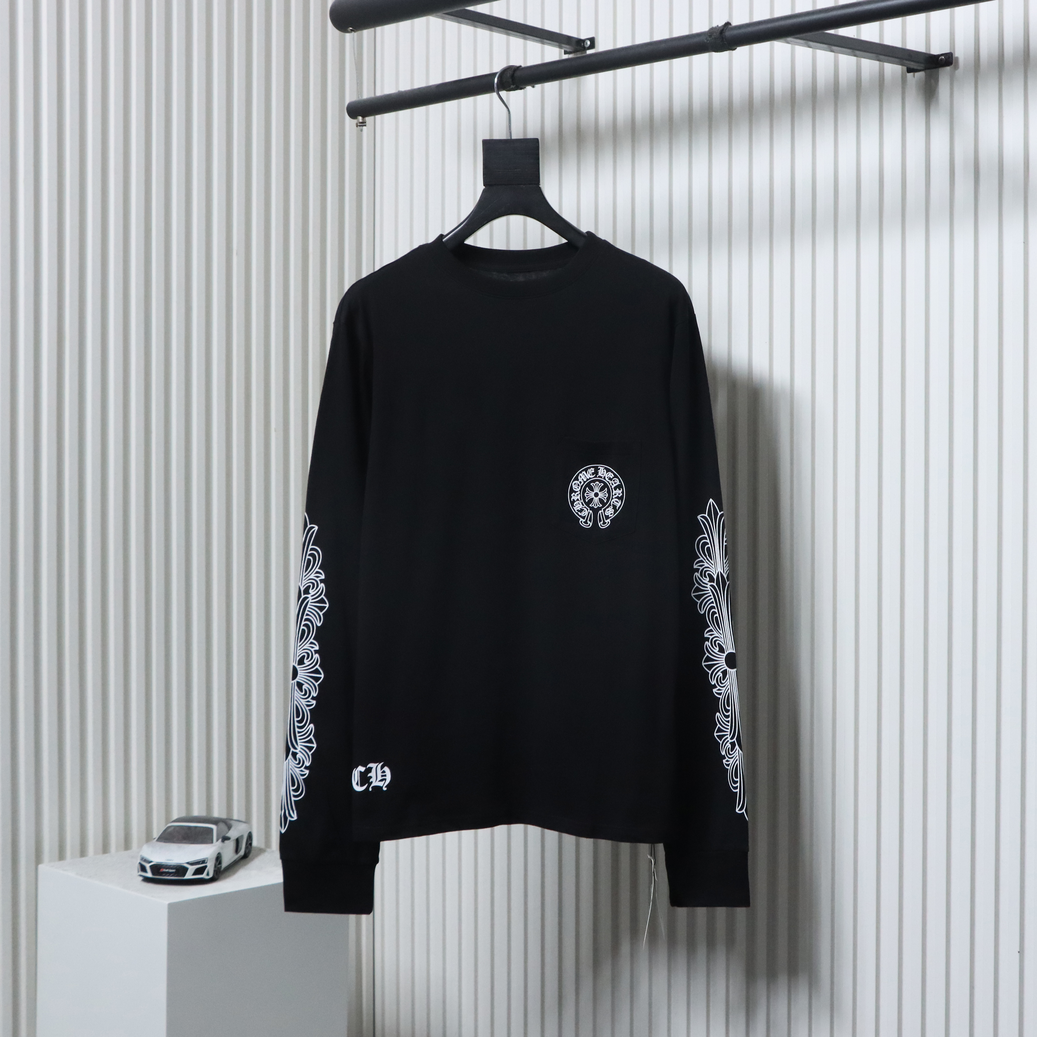 EM Sneakers Chrome Hearts 25FW Front and Back Horseshoe Pprint Long Sleeve Black