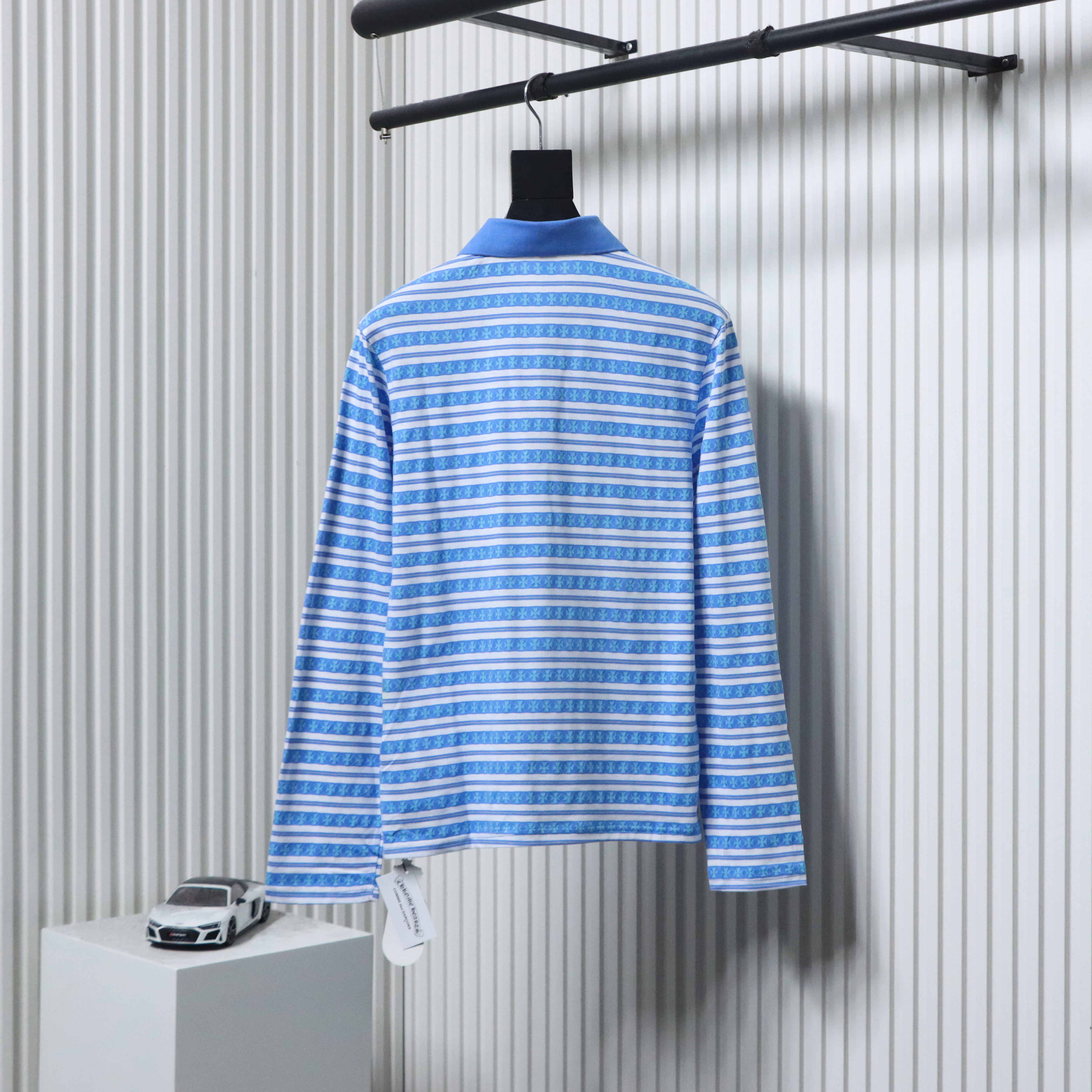 EM Sneakers Chrome Hearts 25FW Striped Lapel Long Sleeves Blue