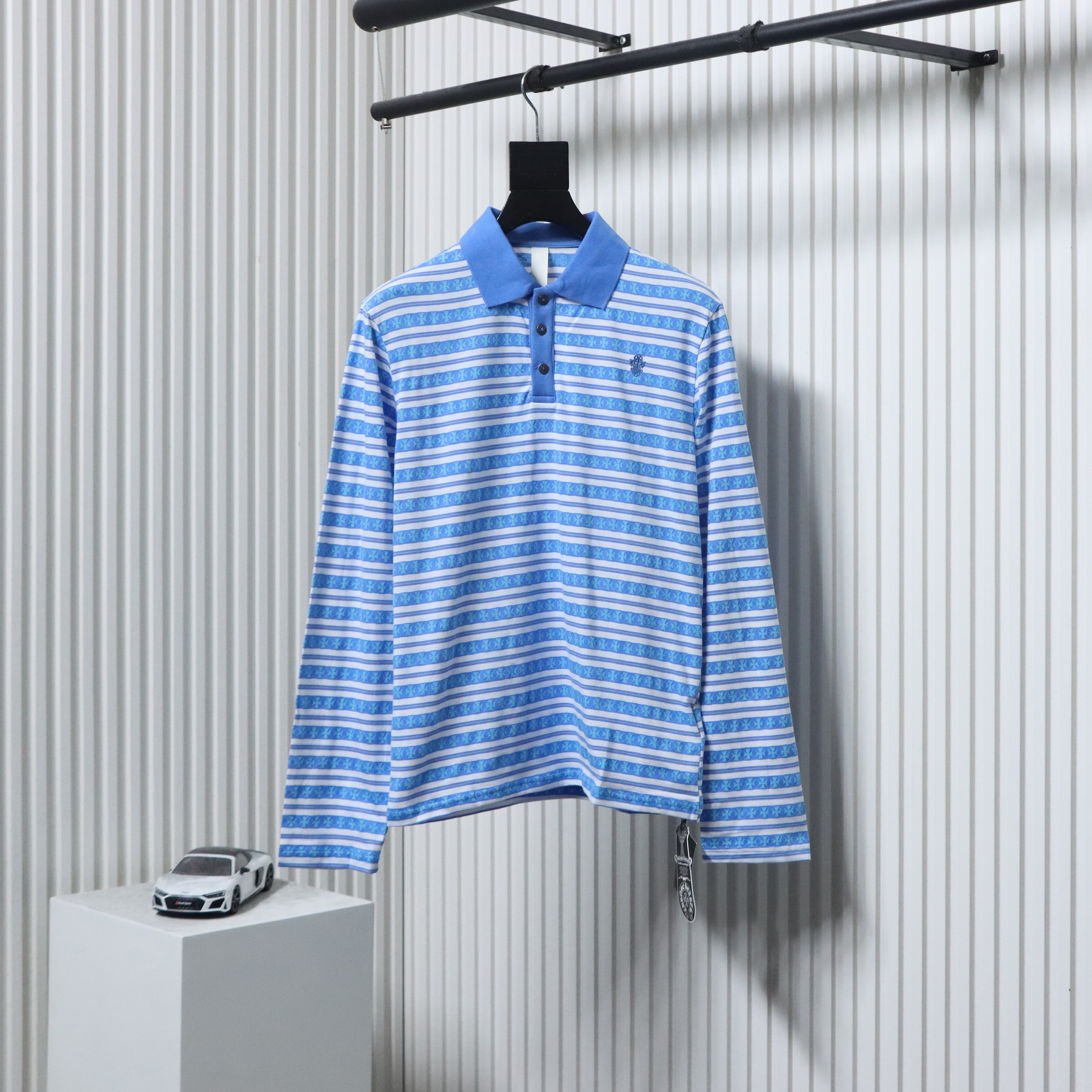 EM Sneakers Chrome Hearts 25FW Striped Lapel Long Sleeves Blue