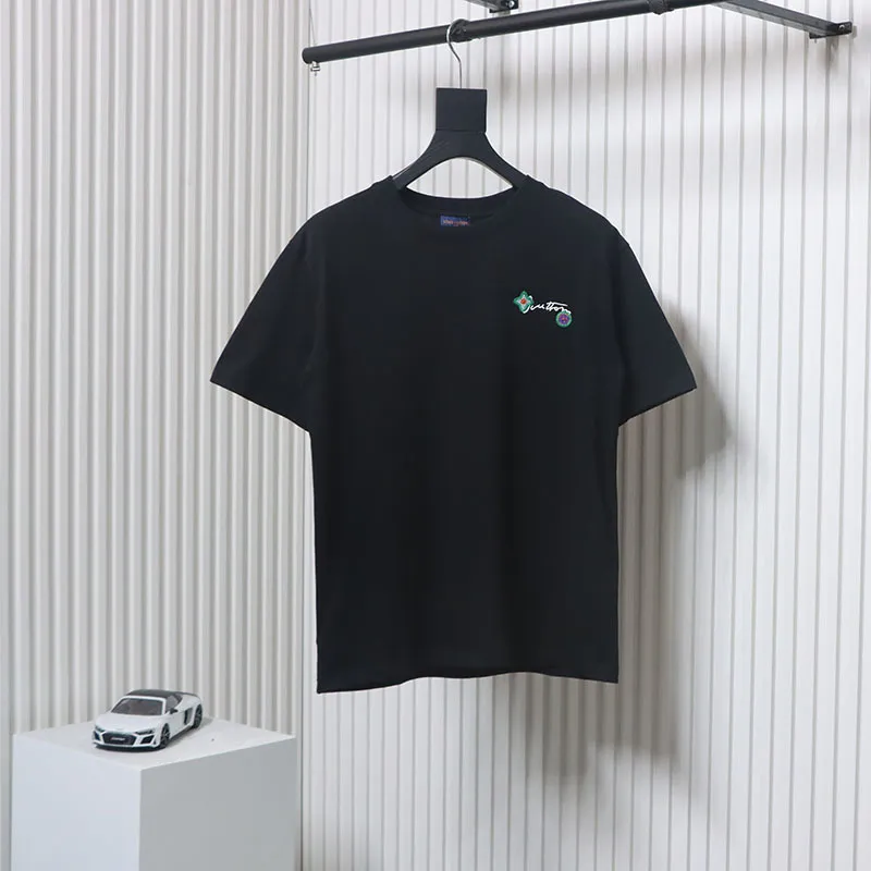 EM Sneakers Louis Vuitton 25ss Floral Lettering Embroidered T-shirt Black