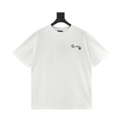 EM Sneakers Louis Vuitton 25ss Floral Lettering Embroidered T-shirt White 01