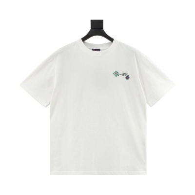EM Sneakers Louis Vuitton 25ss Floral Lettering Embroidered T-shirt White 01