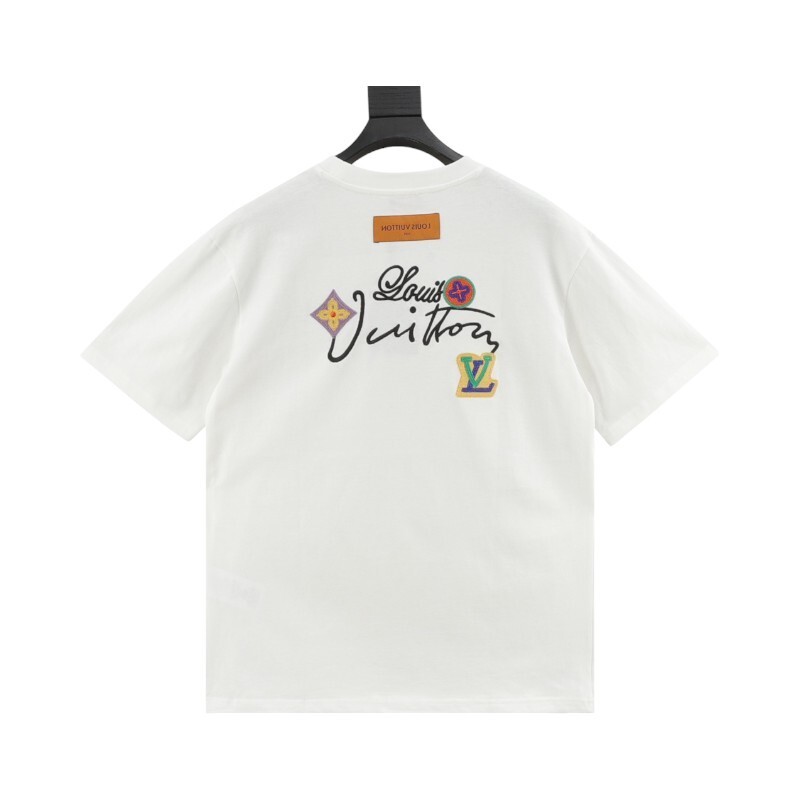 EM Sneakers Louis Vuitton 25ss Floral Lettering Embroidered T-shirt White