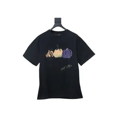 EM Sneakers Louis Vuitton 25ss Graffiti Hand-Painted Pumpkin Print T-Shirt Black 01