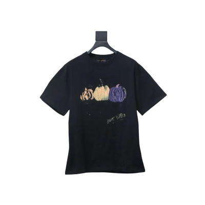 EM Sneakers Louis Vuitton 25ss Graffiti Hand-Painted Pumpkin Print T-Shirt Black 01