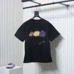 EM Sneakers Louis Vuitton 25ss Graffiti Hand-Painted Pumpkin Print T-Shirt Black