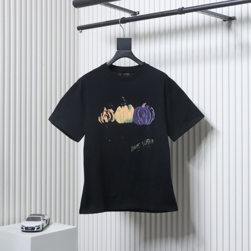 EM Sneakers Louis Vuitton 25ss Graffiti Hand-Painted Pumpkin Print T-Shirt Black
