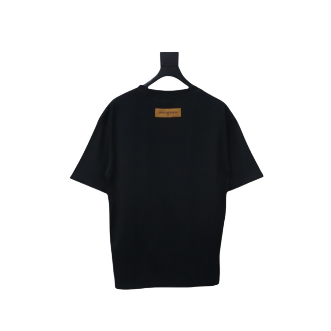 EM Sneakers Louis Vuitton 25ss Graffiti Hand-Painted Pumpkin Print T-Shirt Black