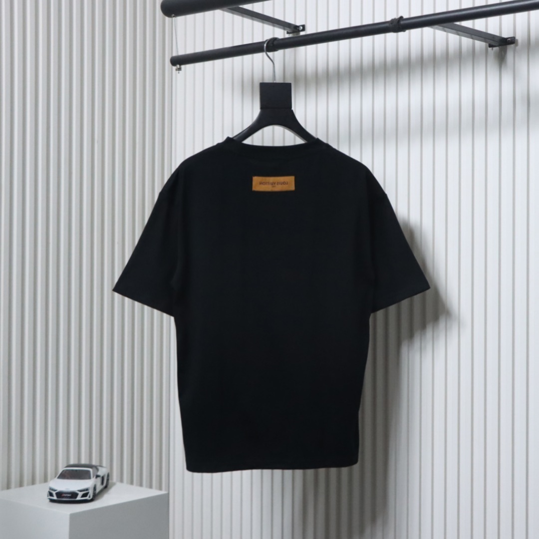 EM Sneakers Louis Vuitton 25ss Graffiti Hand-Painted Pumpkin Print T-Shirt Black