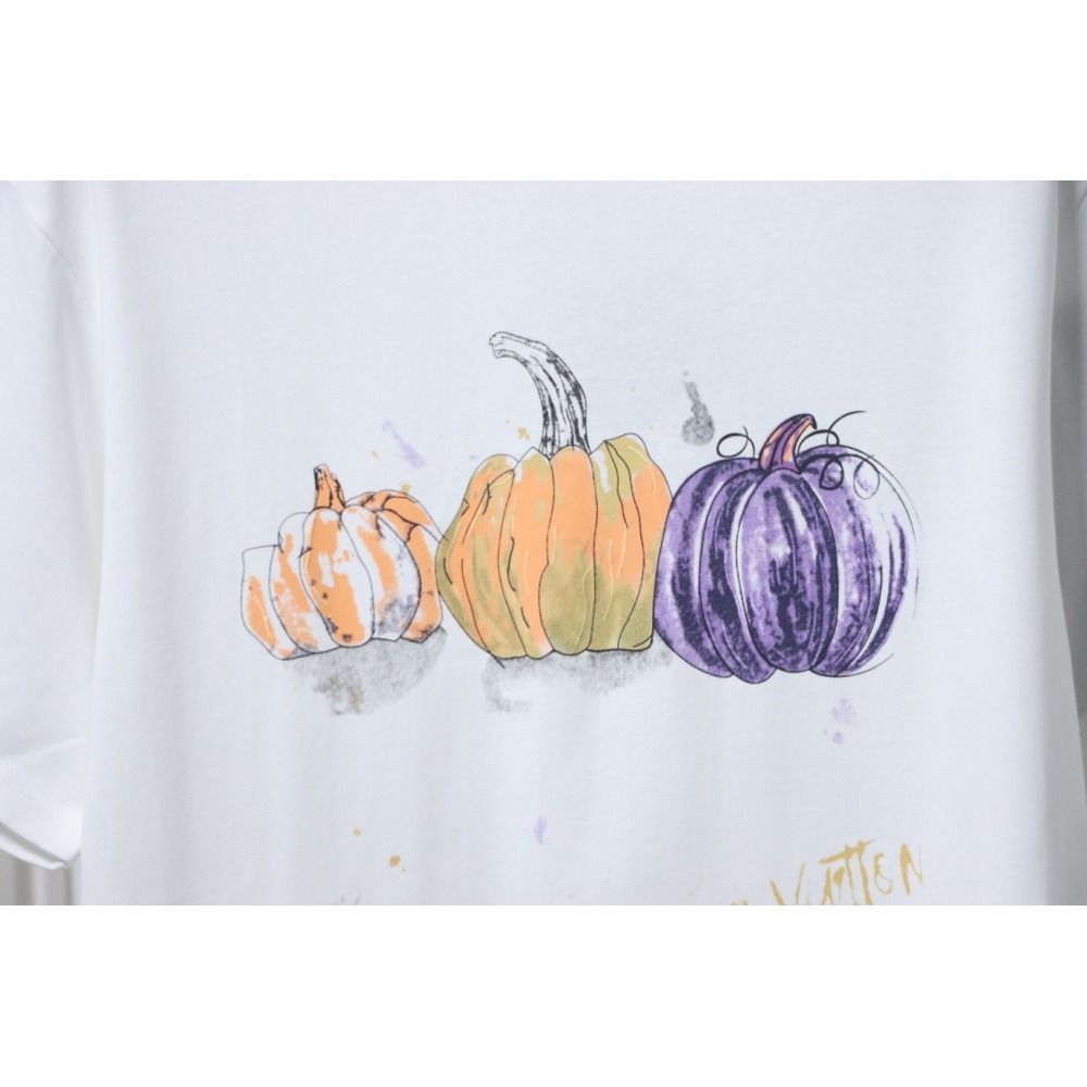 EM Sneakers Louis Vuitton 25ss Graffiti Hand-Painted Pumpkin Print T-Shirt White