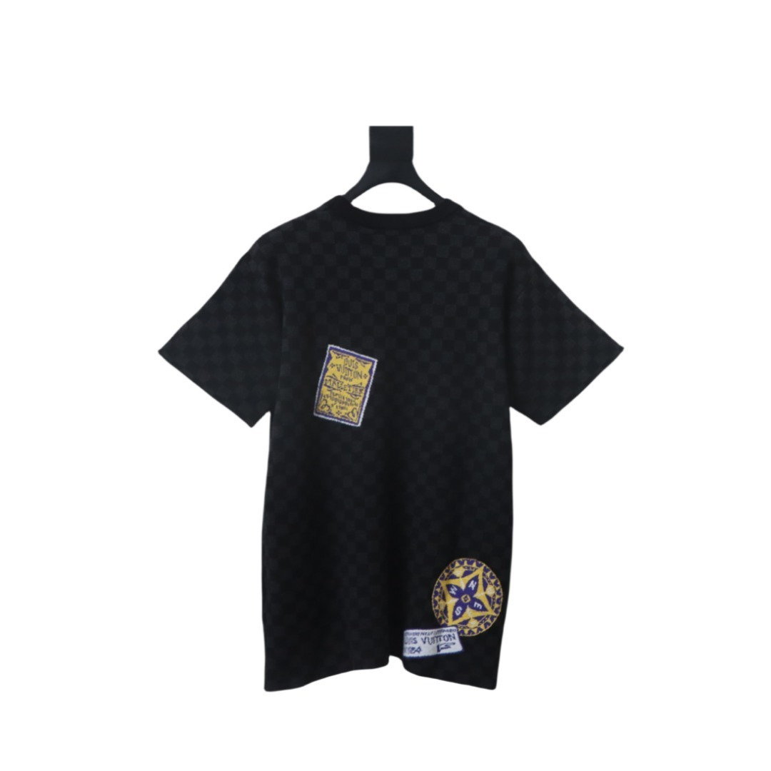 EM Sneakers Louis Vuitton 25ss Luggage Tag Checkerboard Jacquard Knit T-shirt Black
