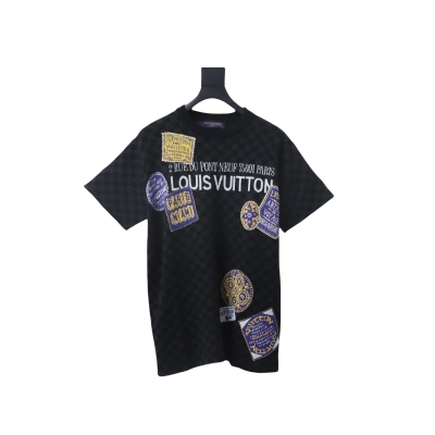 EM Sneakers Louis Vuitton 25ss Luggage Tag Checkerboard Jacquard Knit T-shirt Black 01
