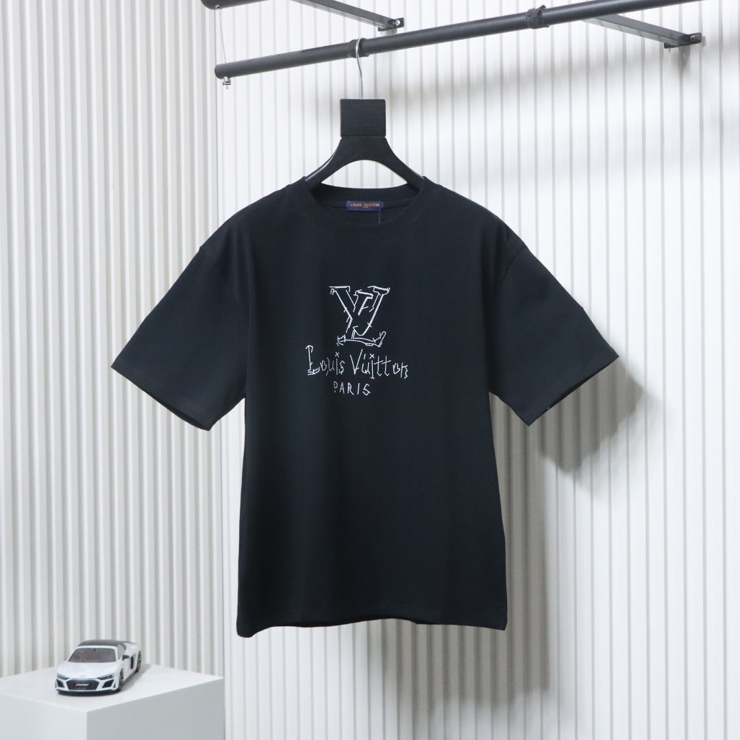 EM Sneakers Louis Vuitton 25SS Patch Letter T-shirt Black