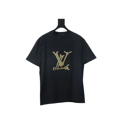EM Sneakers Louis Vuitton 25ss Rope Knot Embroidered Logo T-shirt Black 01