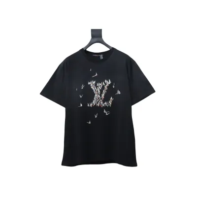 EM Sneakers Louis Vuitton Thousand Paper Cranes Embroidered T-shirt Black 01