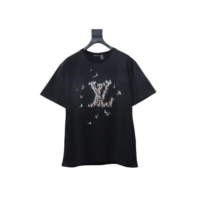 EM Sneakers Louis Vuitton Thousand Paper Cranes Embroidered T-shirt Black 01