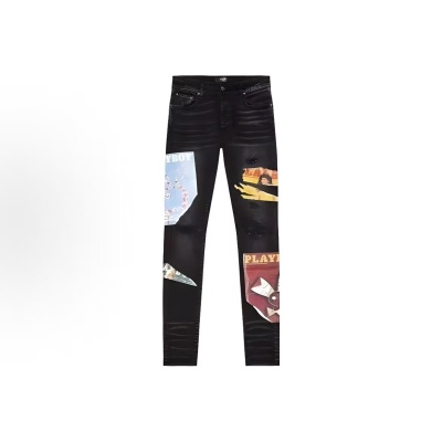EM Sneakers Amiri Jean Playboy Magazine Skinny Aged Black 01