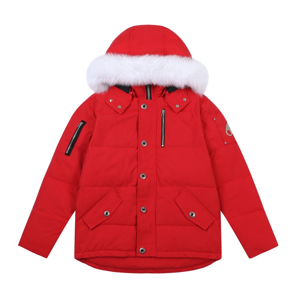 EM Sneakers Moose Knuckles Original 3Q Fur Jacket Red with White Fur Collar (NFC)(Men's / Women's)