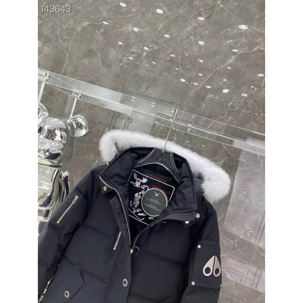 EM Sneakers Moose Knuckles Original 3Q Fur Jacket Black with White Fur Collar (NFC)(Men's / Women's)