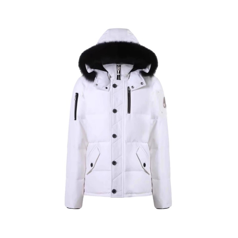 EM Sneakers Moose Knuckles Original 3Q Fur Jacket White with Black Fur Collar (NFC)(Men's / Women's)