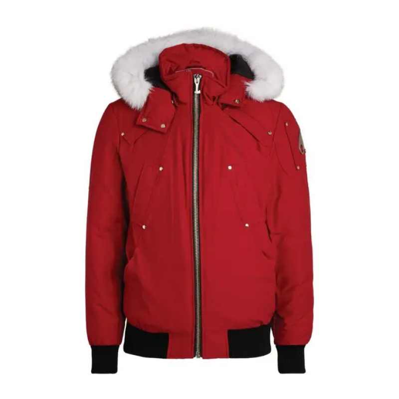 EM Sneakers Moose Knuckles Original Ballistic Bomber Red Jacket White Fur (NFC)