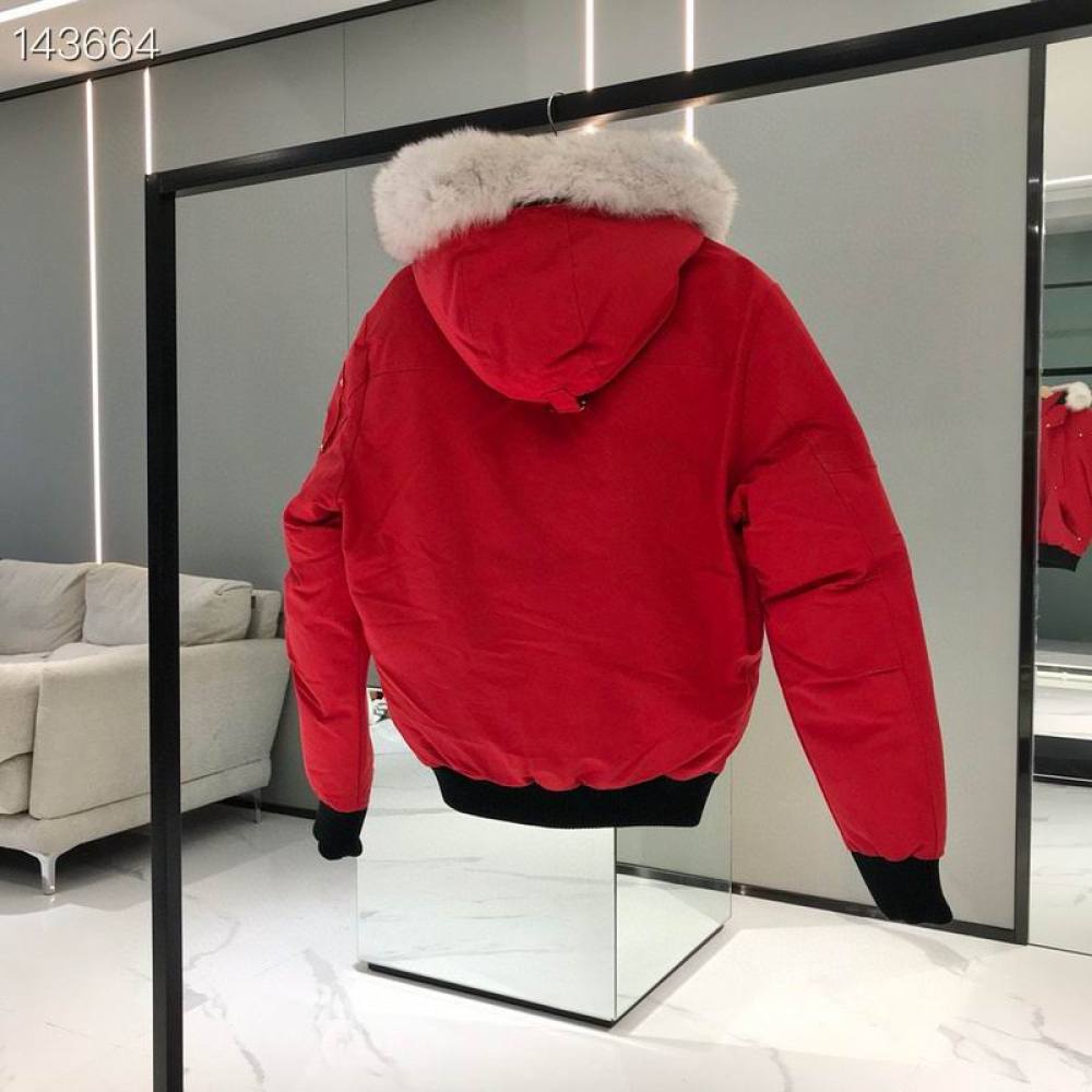 EM Sneakers Moose Knuckles Original Ballistic Bomber Red Jacket White Fur (NFC)