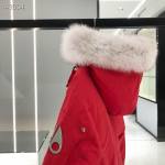 EM Sneakers Moose Knuckles Original Ballistic Bomber Red Jacket White Fur (NFC)