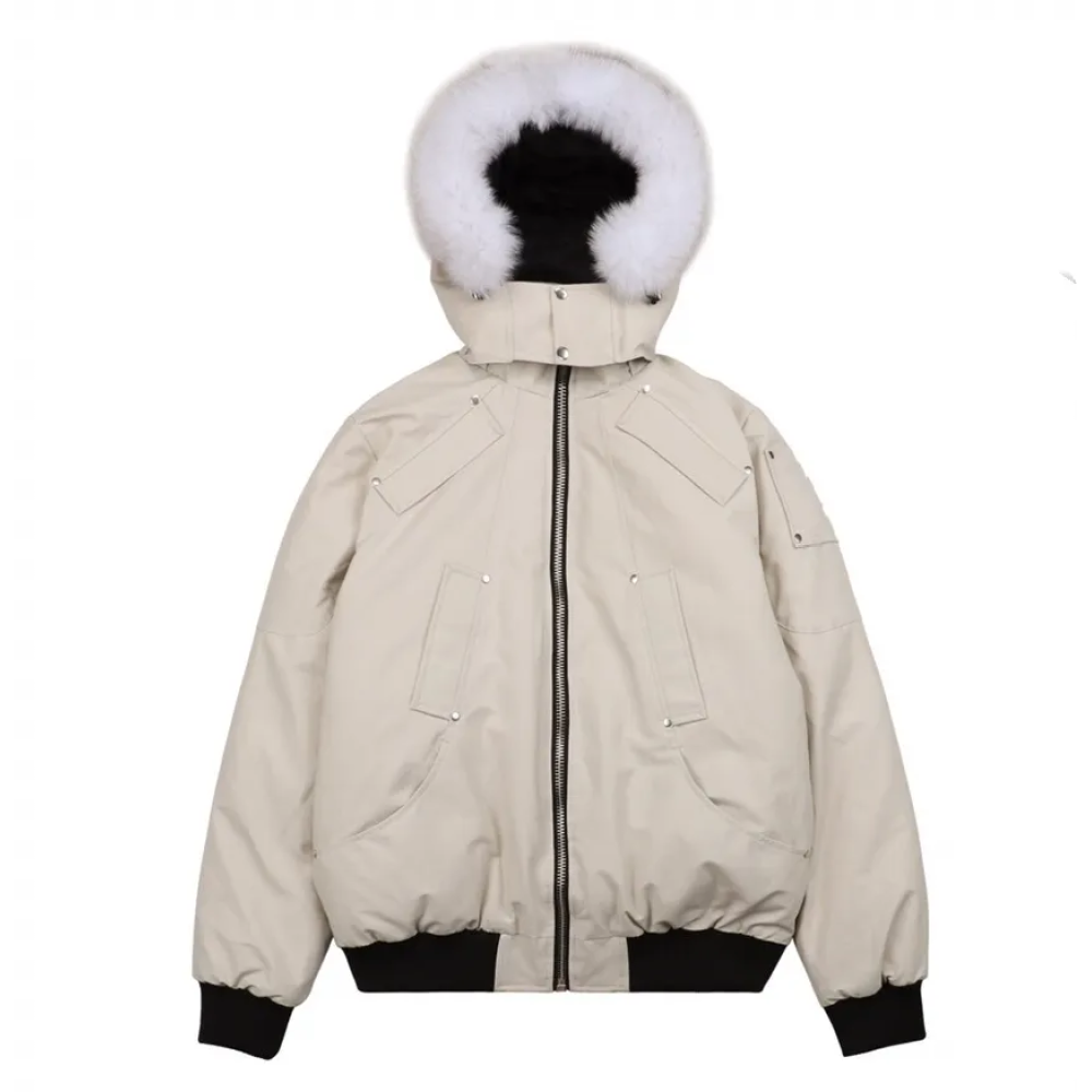 EM Sneakers Moose Knuckles Original Ballistic Bomber Rice White Jacket White Fur (NFC)