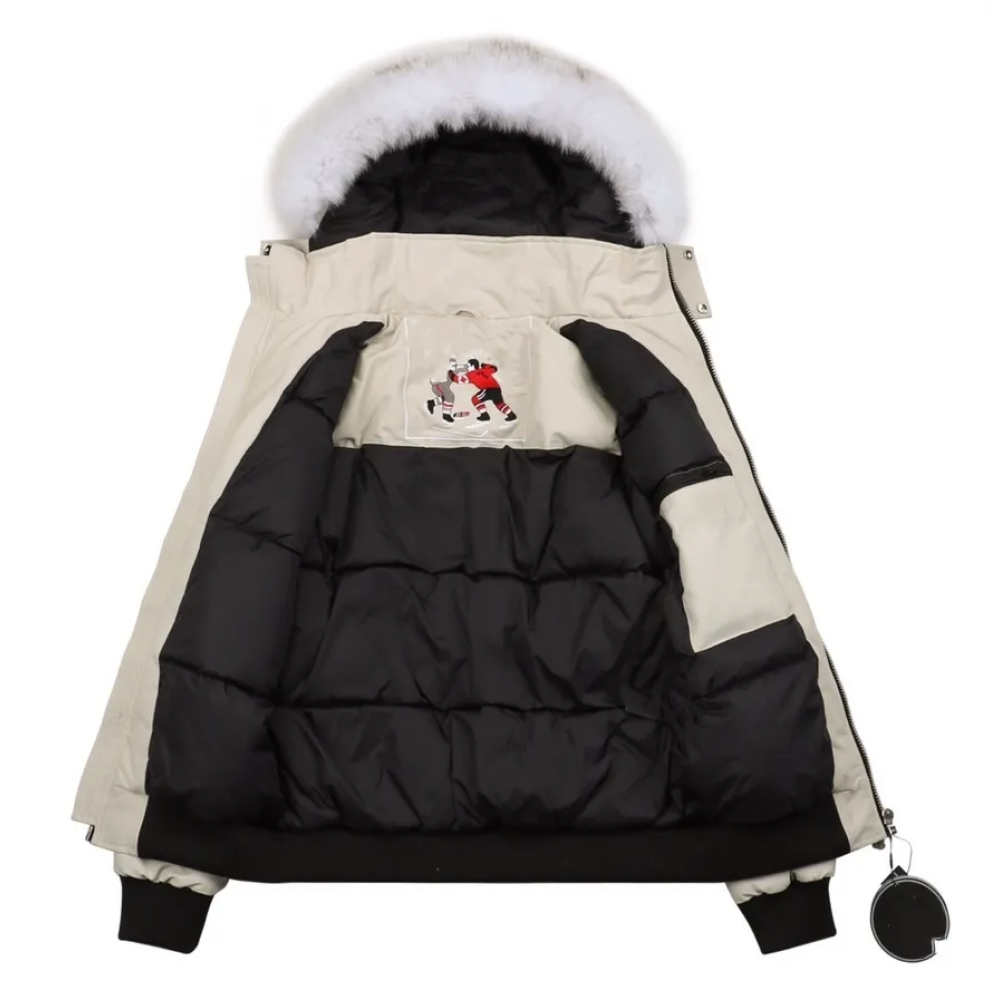 EM Sneakers Moose Knuckles Original Ballistic Bomber Rice White Jacket White Fur (NFC)