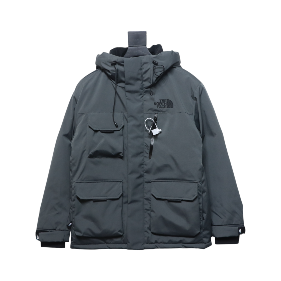 EM Sneakers The North Face POLAR Waterproof and Windproof Workwear Multi-pocket Drawstring Hooded Down Jacket Dark Grey