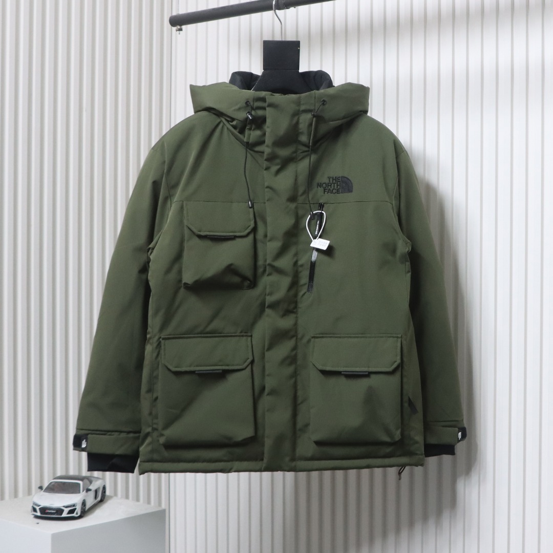 EM Sneakers The North Face POLAR Waterproof and Windproof Workwear Multi-pocket Drawstring Hooded Down Jacket Green