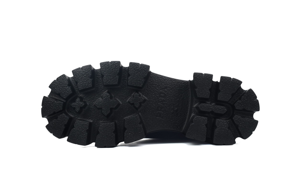 EM Sneakers Prada Monolith 60mm Pouch Ankle Boots Black Brushed Leather And Nylon