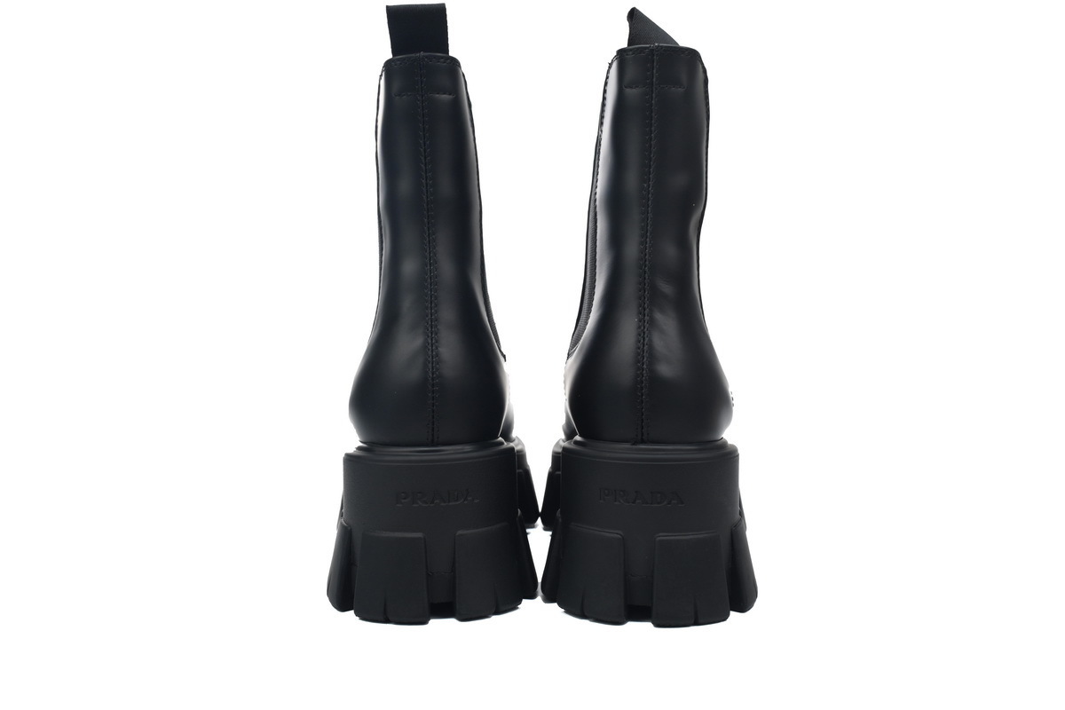 EM Sneakers Prada Spazzolato Rois Triangle Monolith Chelsea 55mm Boots 39 Black