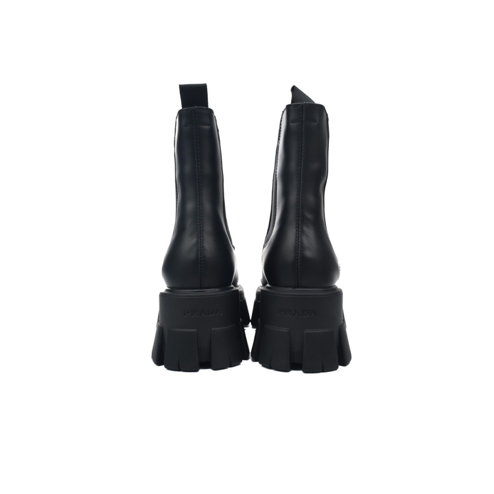 EM Sneakers Prada Spazzolato Rois Triangle Monolith Chelsea 55mm Boots 39 Black