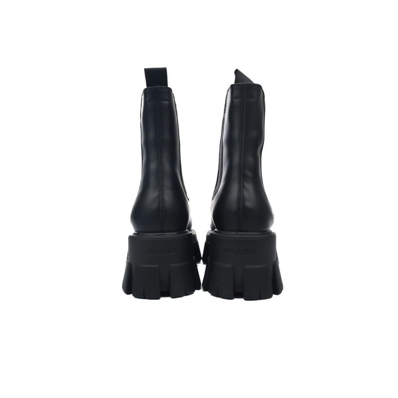 EM Sneakers Prada Spazzolato Rois Triangle Monolith Chelsea 55mm Boots 39 Black