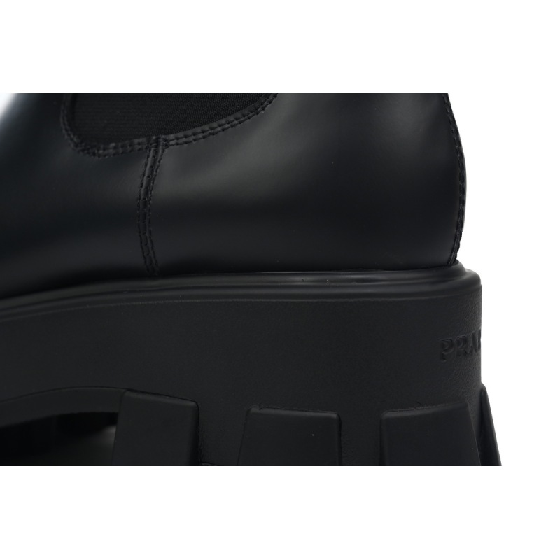 EM Sneakers Prada Spazzolato Rois Triangle Monolith Chelsea 55mm Boots 39 Black